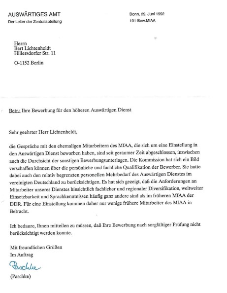 Absage Auswärtiges Amt Bewerbung Diplomatischer Dienst